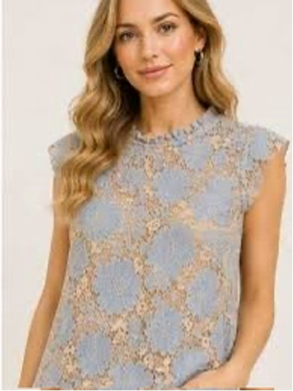 Monteau Los Angeles Lace Blouse Size L Romantic Dreamy Whimsical E14